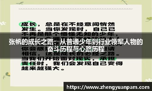 张帆的成长之路：从普通少年到行业领军人物的奋斗历程与心路历程