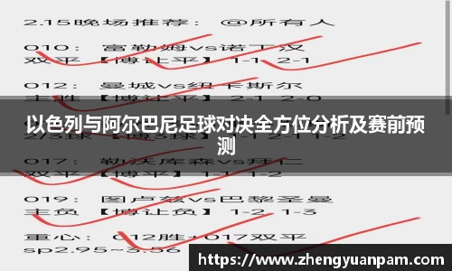 以色列与阿尔巴尼足球对决全方位分析及赛前预测