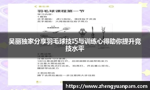 吴丽独家分享羽毛球技巧与训练心得助你提升竞技水平
