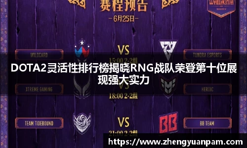 DOTA2灵活性排行榜揭晓RNG战队荣登第十位展现强大实力